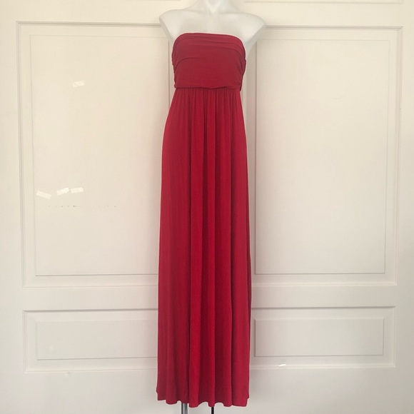 🌼 Culture Phit Red Soft Jersey Strapless Maxi Dress XS - Picture 6 of 9
